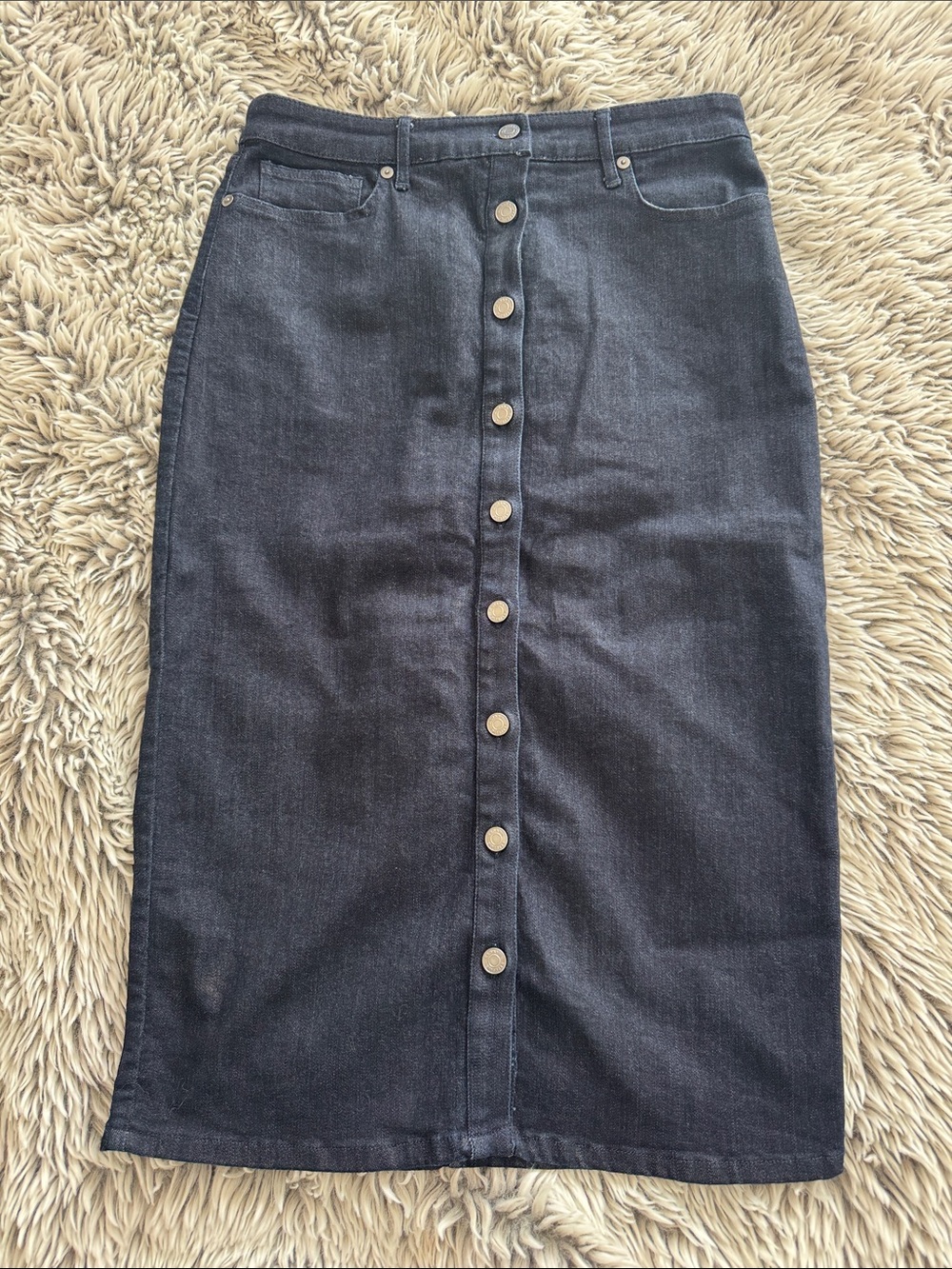 Banana Republic dark gray button-front pencil skirt